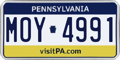 PA license plate MOY4991