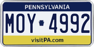 PA license plate MOY4992