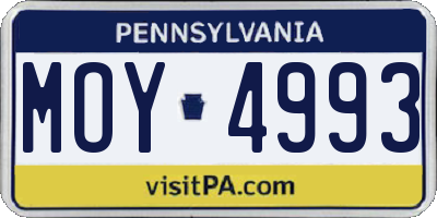 PA license plate MOY4993
