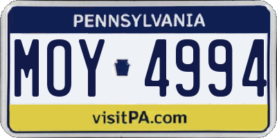 PA license plate MOY4994