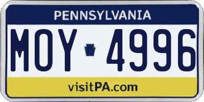 PA license plate MOY4996