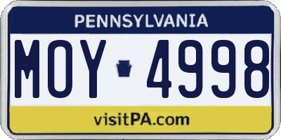 PA license plate MOY4998