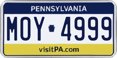 PA license plate MOY4999