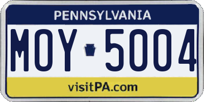 PA license plate MOY5004