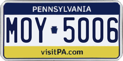 PA license plate MOY5006