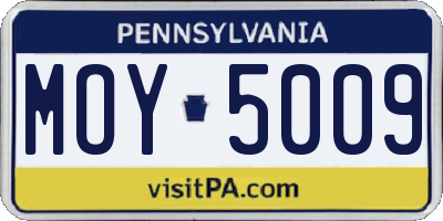 PA license plate MOY5009