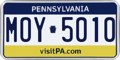 PA license plate MOY5010