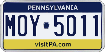 PA license plate MOY5011
