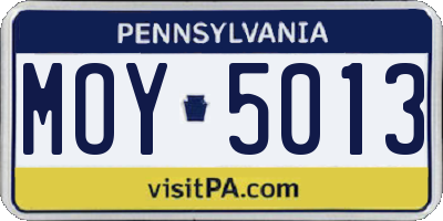 PA license plate MOY5013