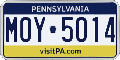 PA license plate MOY5014