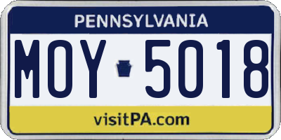 PA license plate MOY5018