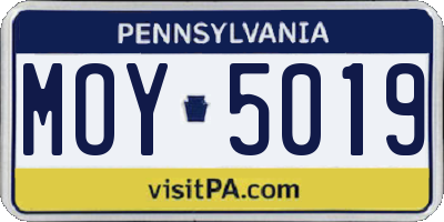 PA license plate MOY5019