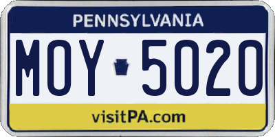 PA license plate MOY5020