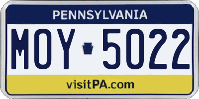 PA license plate MOY5022