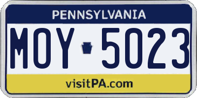 PA license plate MOY5023