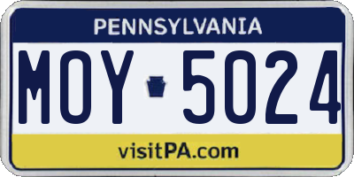 PA license plate MOY5024