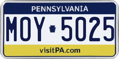 PA license plate MOY5025