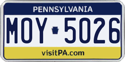 PA license plate MOY5026