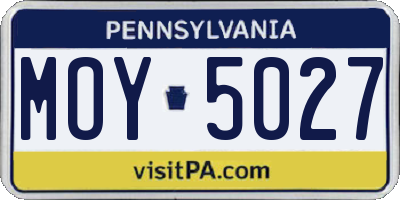 PA license plate MOY5027