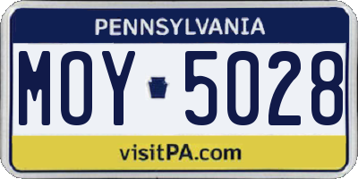 PA license plate MOY5028