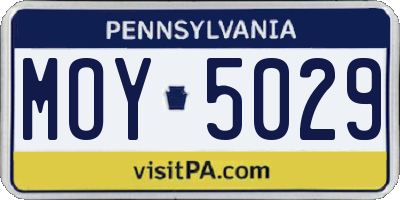 PA license plate MOY5029