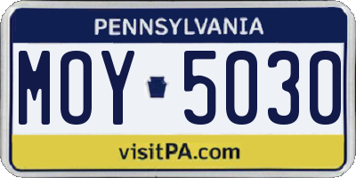 PA license plate MOY5030