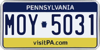 PA license plate MOY5031