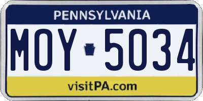 PA license plate MOY5034