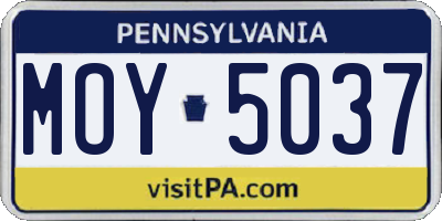 PA license plate MOY5037