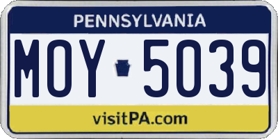 PA license plate MOY5039