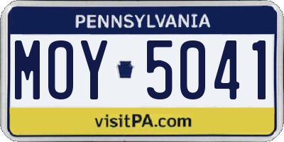 PA license plate MOY5041