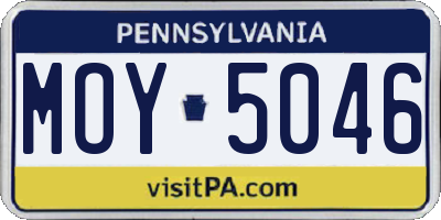 PA license plate MOY5046