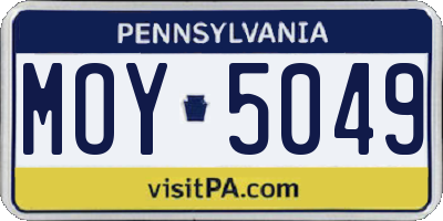 PA license plate MOY5049
