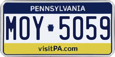 PA license plate MOY5059