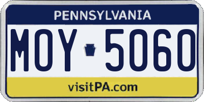 PA license plate MOY5060