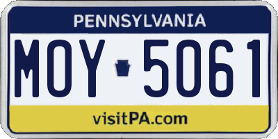 PA license plate MOY5061
