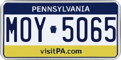 PA license plate MOY5065