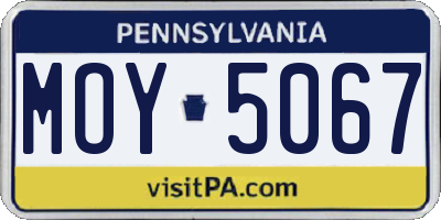 PA license plate MOY5067
