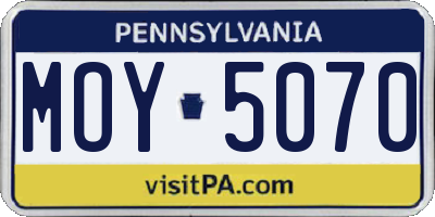 PA license plate MOY5070
