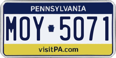 PA license plate MOY5071
