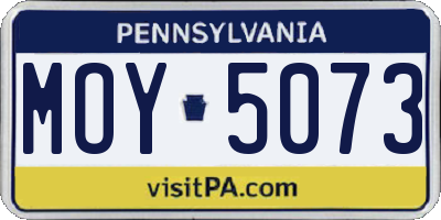 PA license plate MOY5073