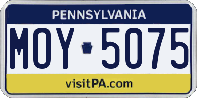 PA license plate MOY5075