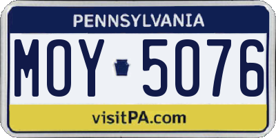 PA license plate MOY5076