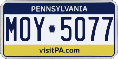PA license plate MOY5077