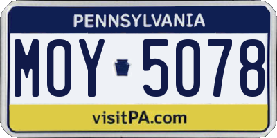 PA license plate MOY5078