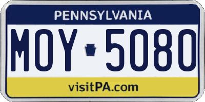PA license plate MOY5080