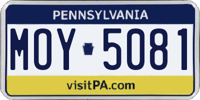 PA license plate MOY5081