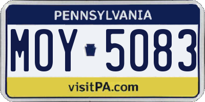 PA license plate MOY5083