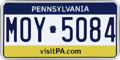 PA license plate MOY5084