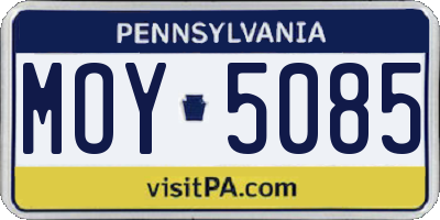 PA license plate MOY5085